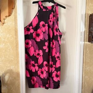 SHEIN Pink and Black Floral Mini Dress